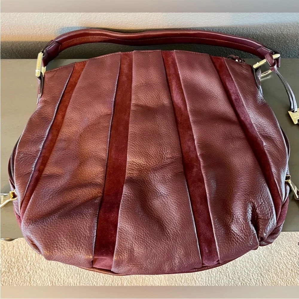 AIMEE KESTENBERG Leather and Suede Tuscany Designer Hobo Bag w/Gold and …